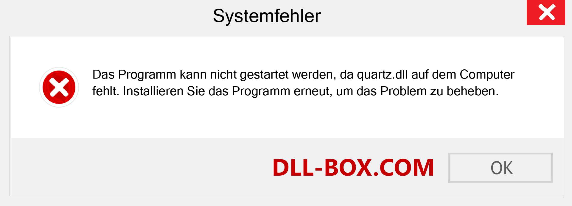 quartz.dll-Datei fehlt?. Download für Windows 7, 8, 10 - Fix quartz dll Missing Error unter Windows, Fotos, Bildern